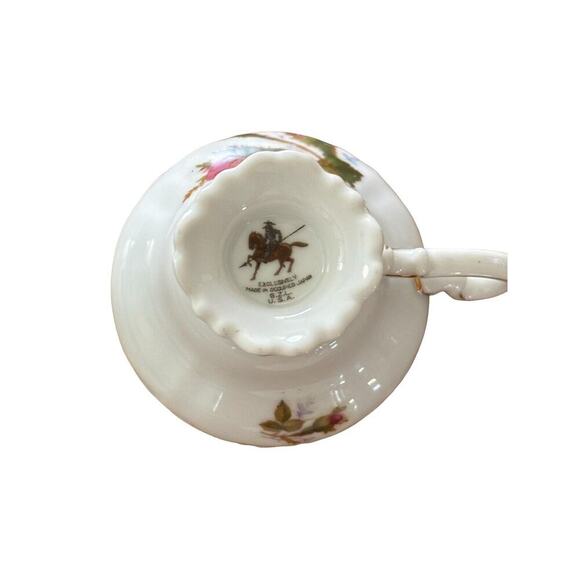 Vtg Lefton Occupied Japan China MOSS ROSE Floral Teacup & Saucer - Picture 8 of 10